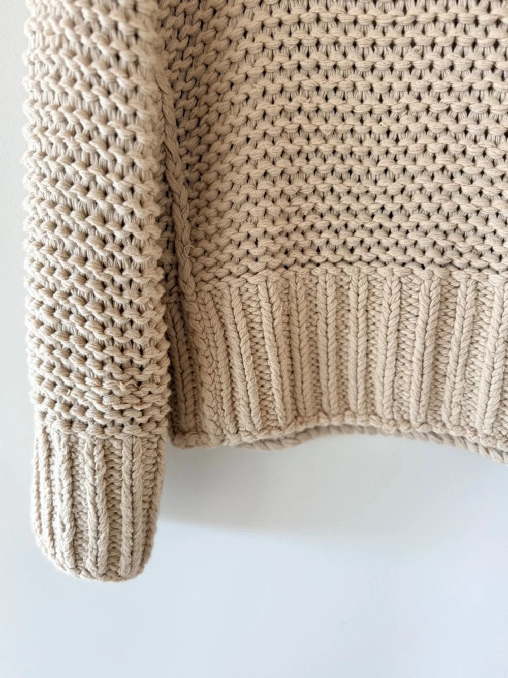 Free People My Only Sunshine Sweater Womens XS Beige Chunky Knit Mock Neck